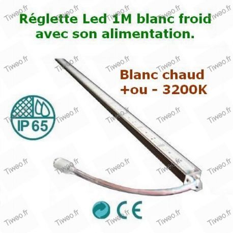 Réglette LED blanc froid alimentation 12V fournie