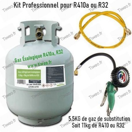 Recharge 11kg de gaz écologique R32, R410a avec manomètre et flexible