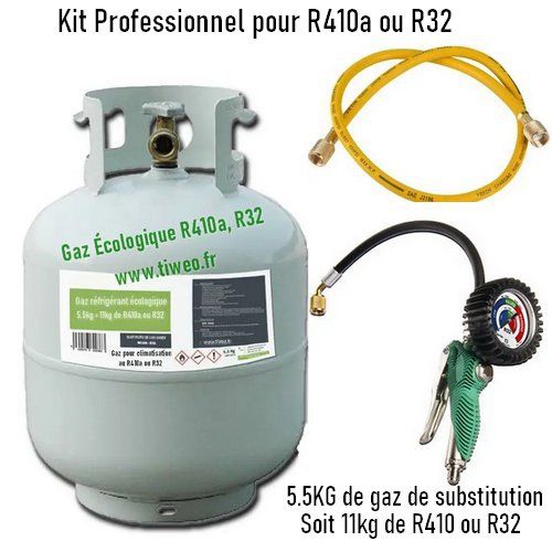Recharge 11kg de gaz écologique R32, R410a avec manomètre et flexible