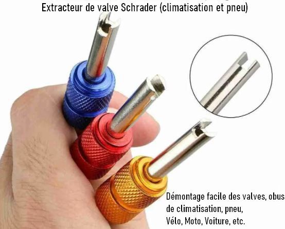 Extraire et remplacer l'obus d'une valve Schrader sur un pneu Tubeless de  voiture 