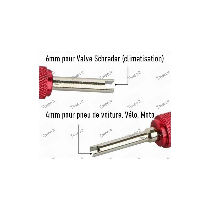 Outil Démonte Obus Valve Pneu + 5 Obus Valve pour Voiture Vélo Moto