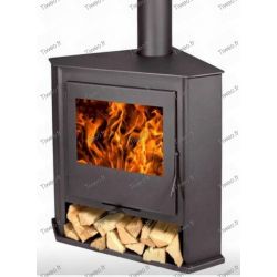 Corner wood stove with log rack EcoDesign 2022