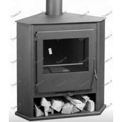 Corner wood stove with oven and log rack EcoDesign 2022