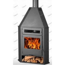 Corner fireplace A+ with oven and log rack EcoDesign 2022