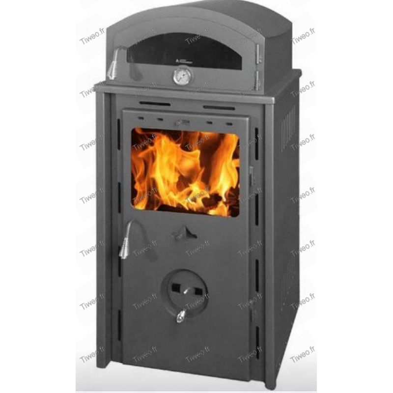 Estufa de leña, pellets híbrido con horno y termómetro 11.5kw