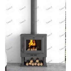 Poêle à bois double combustion avec bûcher intégré 15 kW