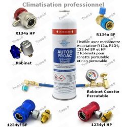 Kit di ricarica aria condizionata R134, R1334yf e R12 Professional