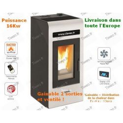 Pellet stove 12KW ducted 2 outputs with remote control
