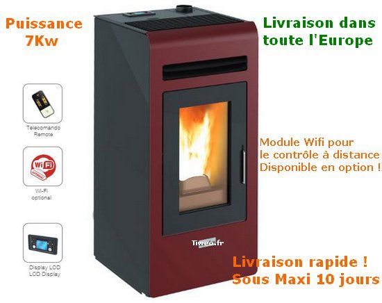 Stufa a pellet da 7KW con telecomando e wifi opzionale