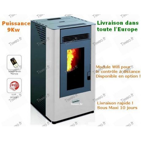 7KW pellet stove with remote control and optional wifi