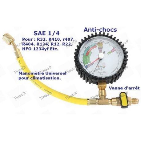 Manomètre basse pression sec Ø 68, R410A, R32