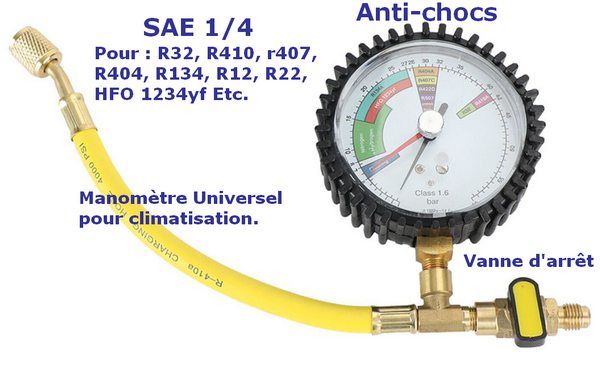 Eosnow Manomètre de climatisation R410 22 134A, 3 voies, ensemble